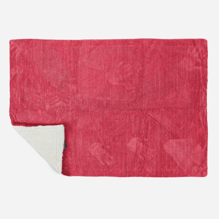 Sherpa Throw / Blanket - Pom Pom Pastel Red 03