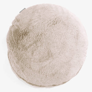Round Scatter Cushion Cover 50cm - Fluffy Faux Fur Rabbit Golden Brown