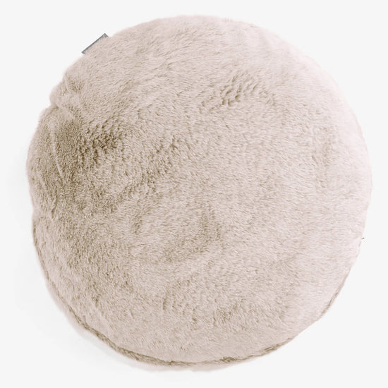 Round Scatter Cushion Cover 50cm - Fluffy Faux Fur Rabbit Golden Brown 01