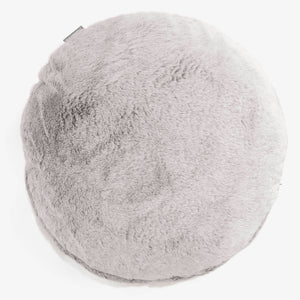 Round Scatter Cushion Cover 50cm - Fluffy Faux Fur Rabbit Light Grey