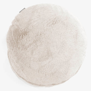 Round Scatter Cushion Cover 50cm - Fluffy Faux Fur Rabbit White
