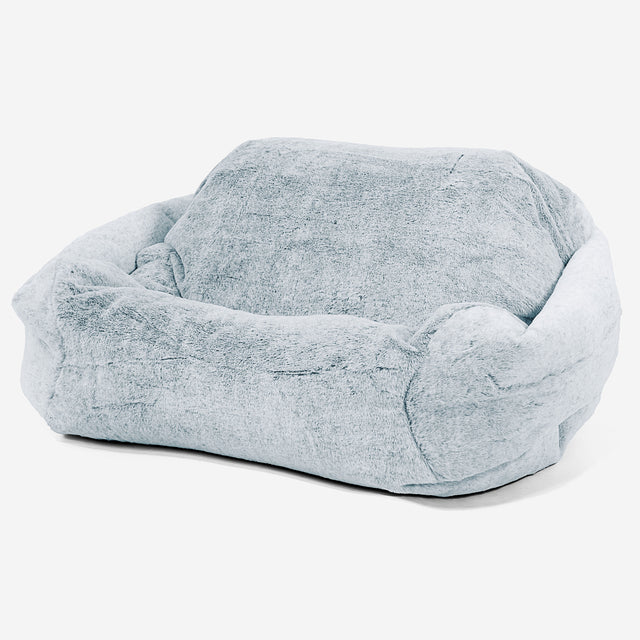 Sabine Bean Bag Armchair - Fluffy Faux Fur Rabbit Dusty Blue 01