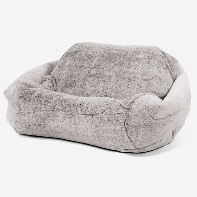 Sabine Bean Bag Armchair - Fluffy Faux Fur Rabbit Light Grey 01