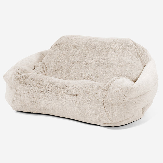 Sabine Bean Bag Armchair - Fluffy Faux Fur Rabbit White 01