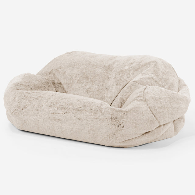 Sabine Bean Bag Sofa - Fluffy Faux Fur Rabbit White 01