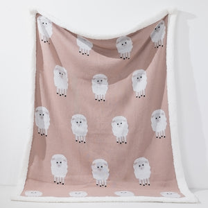 Throw / Blanket - Cotton Blend Sheep Pink