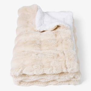 Sherpa Throw / Blanket - Bubble Faux Fur Cream