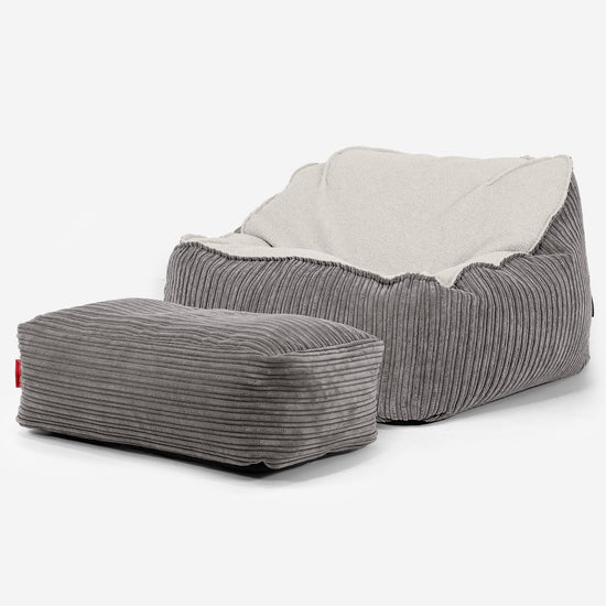 Sloucher Bean Bag Chair - Boucle & Cord Graphite Grey 03