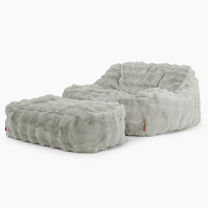 Sloucher Bean Bag Chair - Bubble Faux Fur Sage Green 02