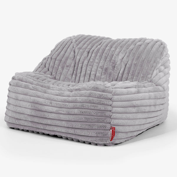 Sloucher Bean Bag Chair - Ultra Plush Cord Grey 01