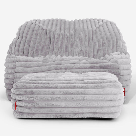 Sloucher Bean Bag Chair - Ultra Plush Cord Grey 03