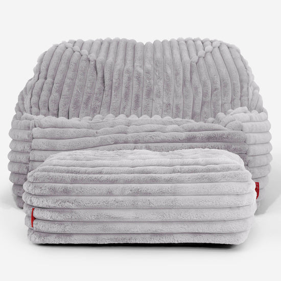 Sloucher Bean Bag Chair - Ultra Plush Cord Grey 03