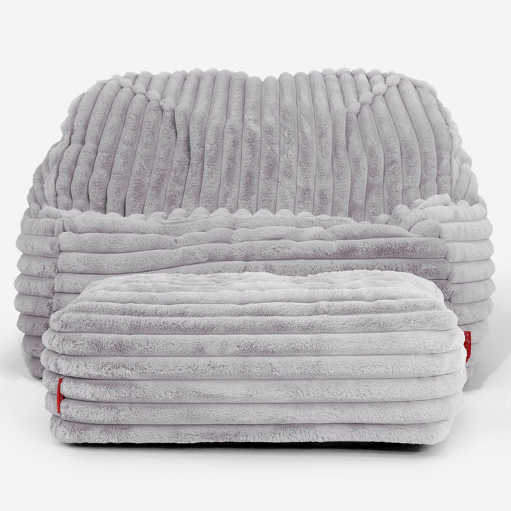 Sloucher Bean Bag Chair - Ultra Plush Cord Grey 03