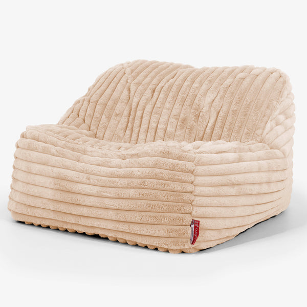 Sloucher Bean Bag Chair - Ultra Plush Cord Peach 01