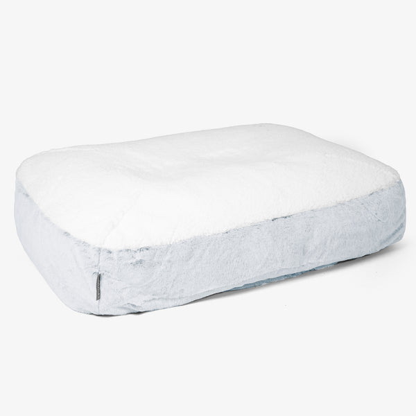 Sloucher Large Dog Bed - Fluffy Faux Fur Rabbit Dusty Blue 01