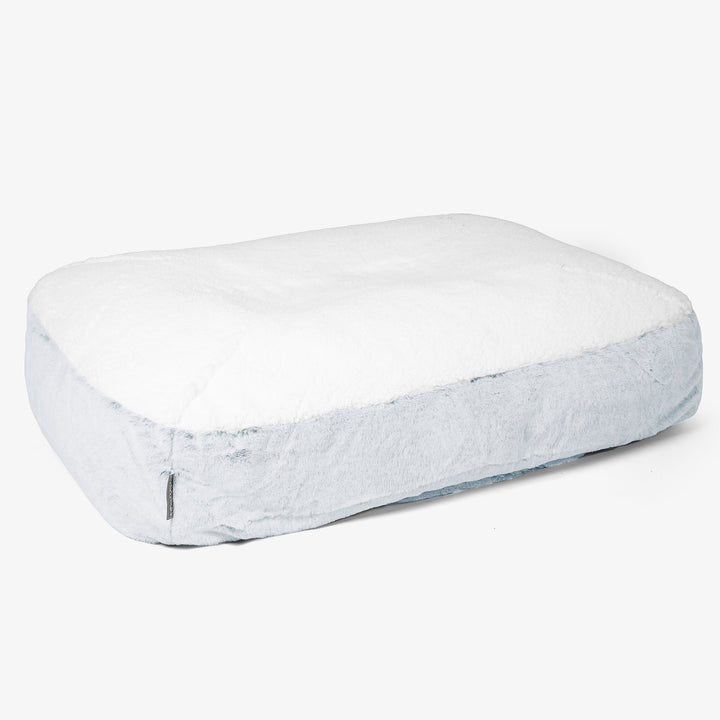 Sloucher Large Dog Bed - Fluffy Faux Fur Rabbit Dusty Blue 01