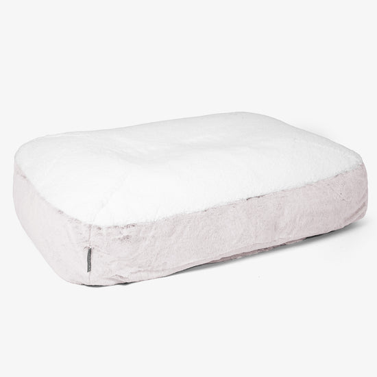 Sloucher Large Dog Bed - Fluffy Faux Fur Rabbit Dusty Pink 01
