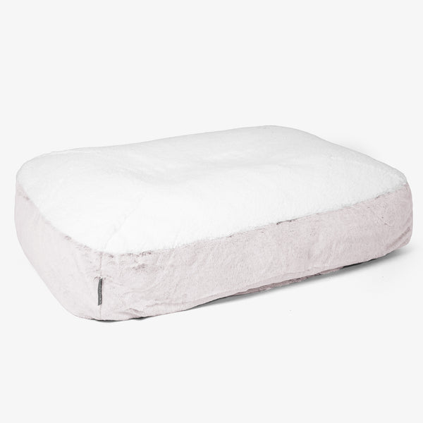 Sloucher Large Dog Bed - Fluffy Faux Fur Rabbit Dusty Pink 01