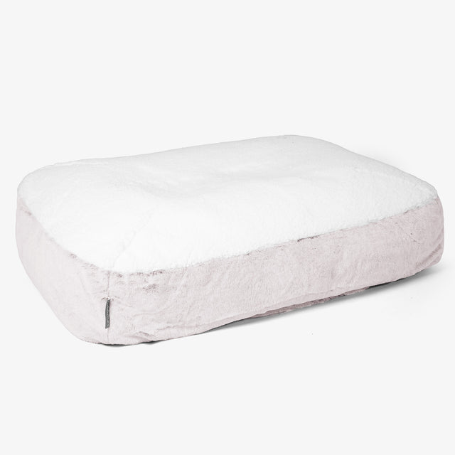 Sloucher Large Dog Bed - Fluffy Faux Fur Rabbit Dusty Pink 01