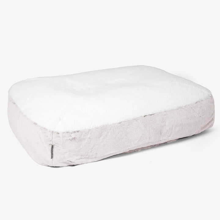 Sloucher Large Dog Bed - Fluffy Faux Fur Rabbit Dusty Pink 01