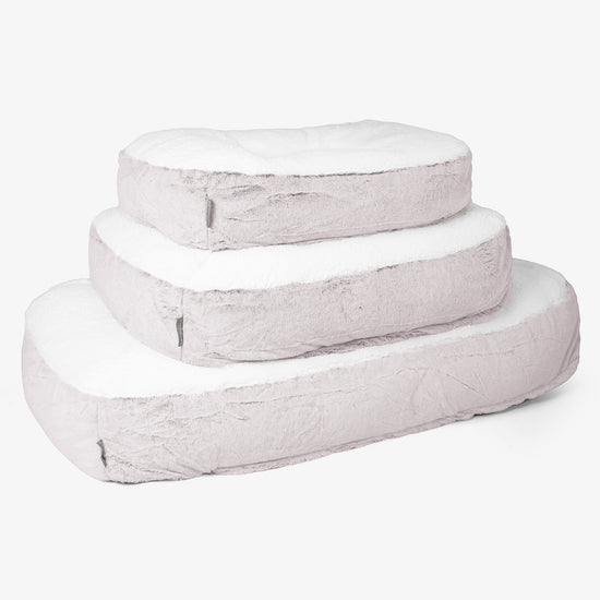 Sloucher Large Dog Bed - Fluffy Faux Fur Rabbit Dusty Pink 02