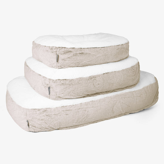 Sloucher Large Dog Bed - Fluffy Faux Fur Rabbit Golden Brown 02