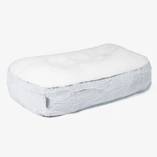 Sloucher Medium Dog Bed - Fluffy Faux Fur Rabbit Dusty Blue 01