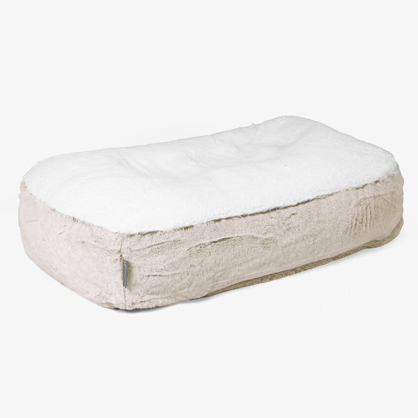 Sloucher Medium Dog Bed - Fluffy Faux Fur Rabbit Golden Brown 01