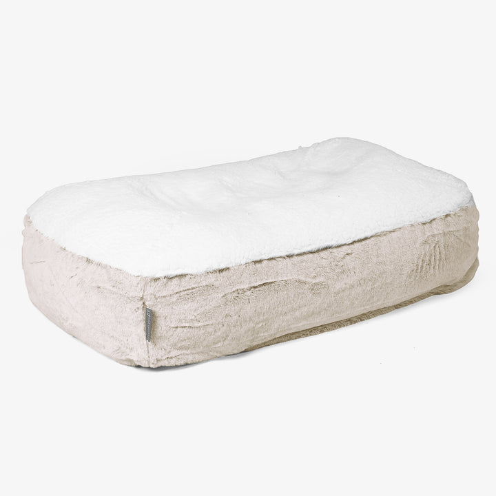 Sloucher Medium Dog Bed - Fluffy Faux Fur Rabbit Golden Brown 01