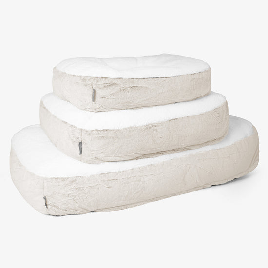 Sloucher Medium Dog Bed - Fluffy Faux Fur Rabbit White 02