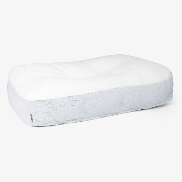 Sloucher XL Dog Bed - Fluffy Faux Fur Rabbit Dusty Blue 01
