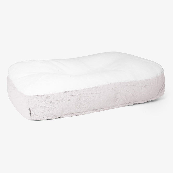 Sloucher XL Dog Bed - Fluffy Faux Fur Rabbit Dusty Pink 01