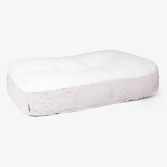 Sloucher XL Dog Bed - Fluffy Faux Fur Rabbit Dusty Pink 01