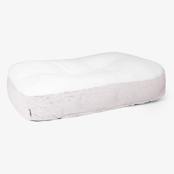 Sloucher XL Dog Bed - Fluffy Faux Fur Rabbit Dusty Pink 01