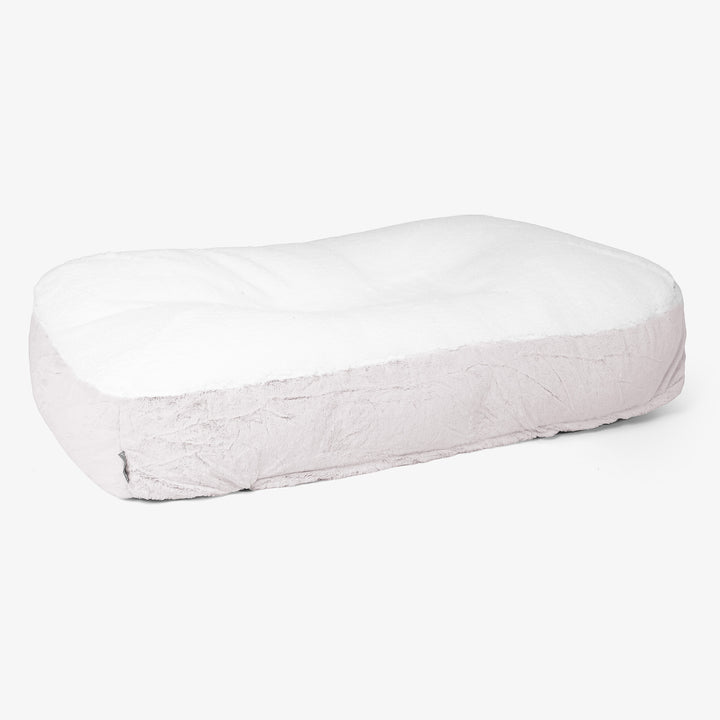 Sloucher XL Dog Bed - Fluffy Faux Fur Rabbit Dusty Pink 01