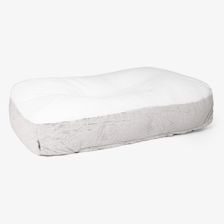 Sloucher XL Dog Bed - Fluffy Faux Fur Rabbit Light Grey 01