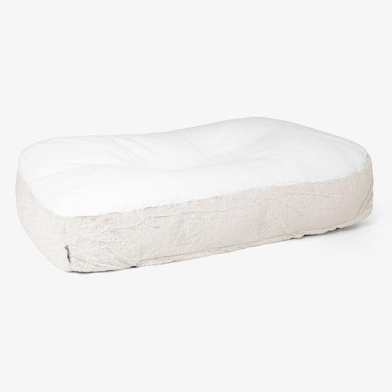 Sloucher XL Dog Bed - Fluffy Faux Fur Rabbit White 01