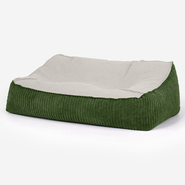 Sloucher Bean Bag Sofa - Boucle & Cord Forest Green 01