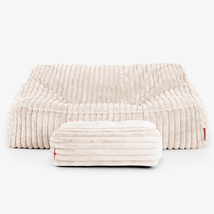 Lounge Pug Sloucher Bean Bag Sofa Ultra Plush Cord Cream Beanbag Couch ...
