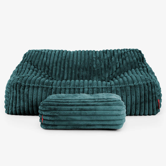 Sloucher Bean Bag Sofa - Ultra Plush Cord Teal 03