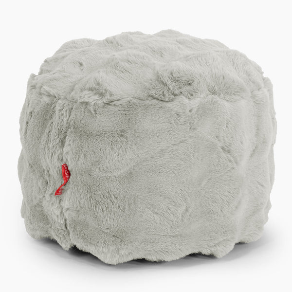 Small Round Footstool - Bubble Faux Fur Sage Green 01