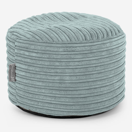 Small Round Footstool - Cord Mint Green 01
