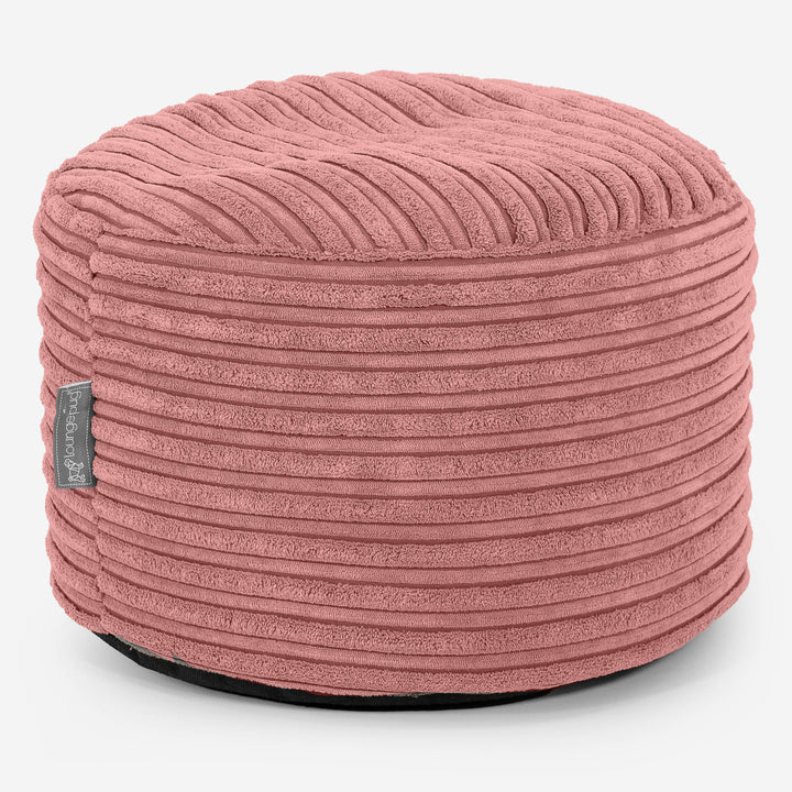 Small Round Footstool - Cord Peach 01