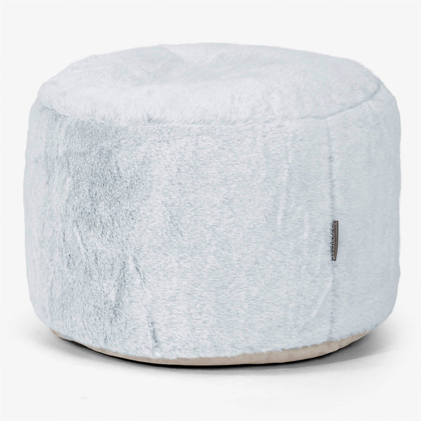 Small Round Footstool Replacement Cover - Fluffy Faux Fur Rabbit 01