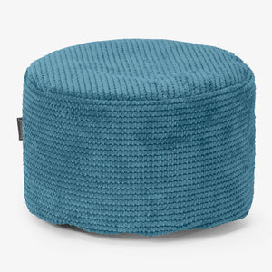 Small Round Footstool - Pom Pom Aegean Blue
