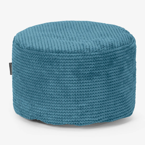Small Round Footstool - Pom Pom Aegean Blue 01