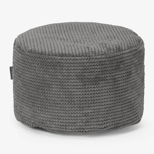 Small Round Footstool - Pom Pom Charcoal Grey