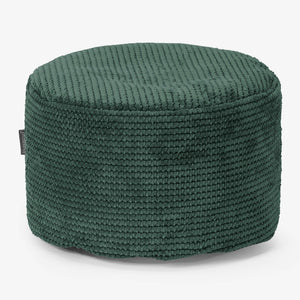 Small Round Footstool - Pom Pom Emerald Green