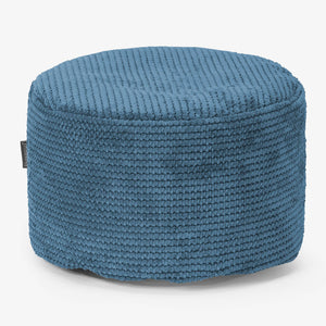 Small Round Footstool - Pom Pom Sky Blue