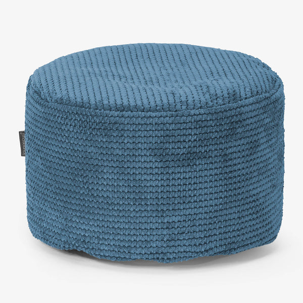 Small Round Footstool - Pom Pom Sky Blue 01